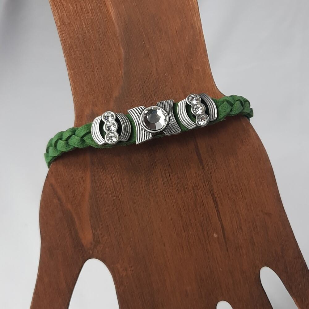 Lia Sophia Women's Accomplice Braided Suede Leather Bracelet Ivy